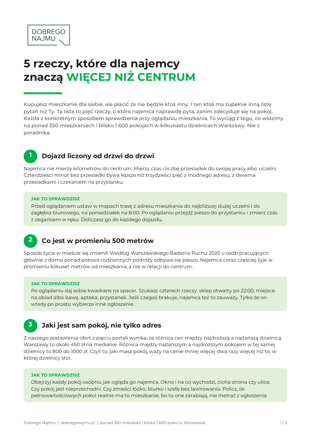 Checklista: 5 rzeczy, które dla najemcy znaczą więcej niż centrum